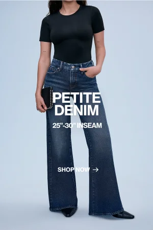 women wearing blue petite jeans